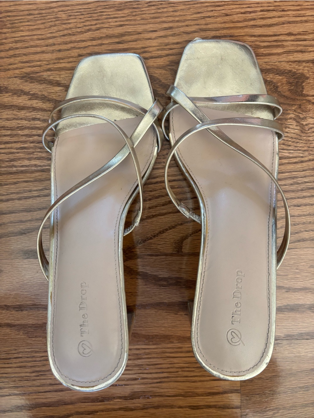 The Drop Women's Metallic Gold Strappy Square-Toe Heels